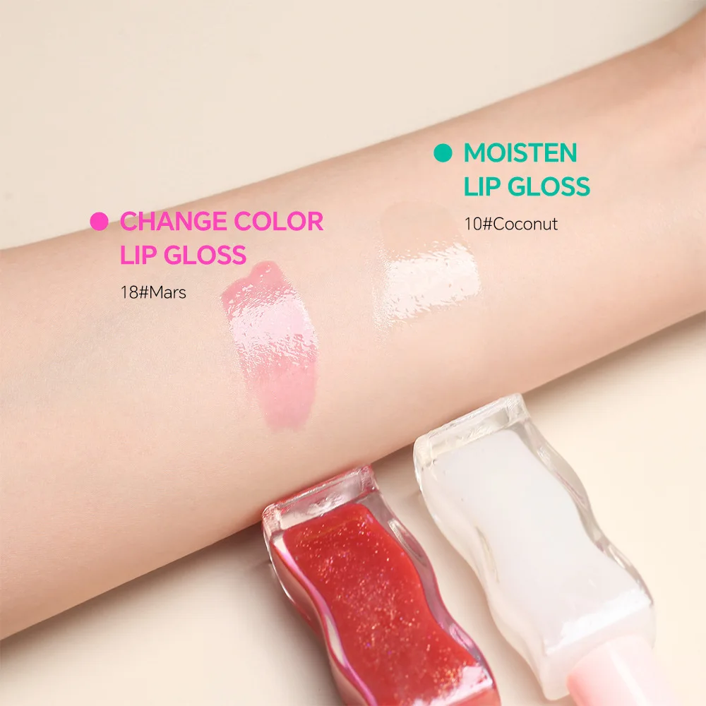 Private Label Glass Bottle Color-awakening Vitamin E Lip Glow Plumper Oil Organic Lip Care Gloss Oil Moisture Water Lip Gloss