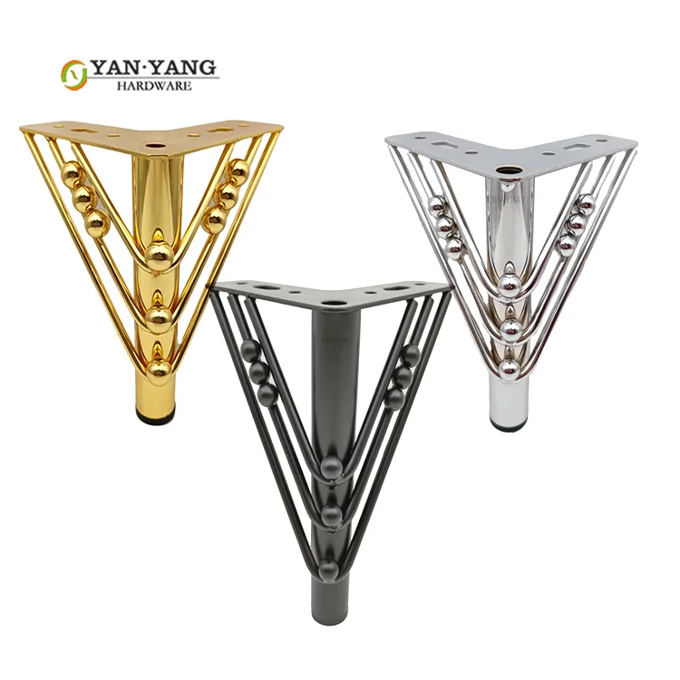 Yanyang Sofa Hardware Replacement Customized Chrome Metal Furniture Sofa Feet Round Furniture Legs For Bed