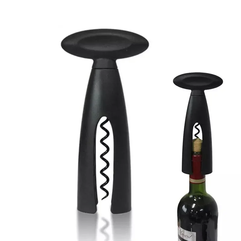 Black Self Pulling Compact Corkscrew Wine Bottle Opener Ergonomic Easy-turn Key Bar Accessory
