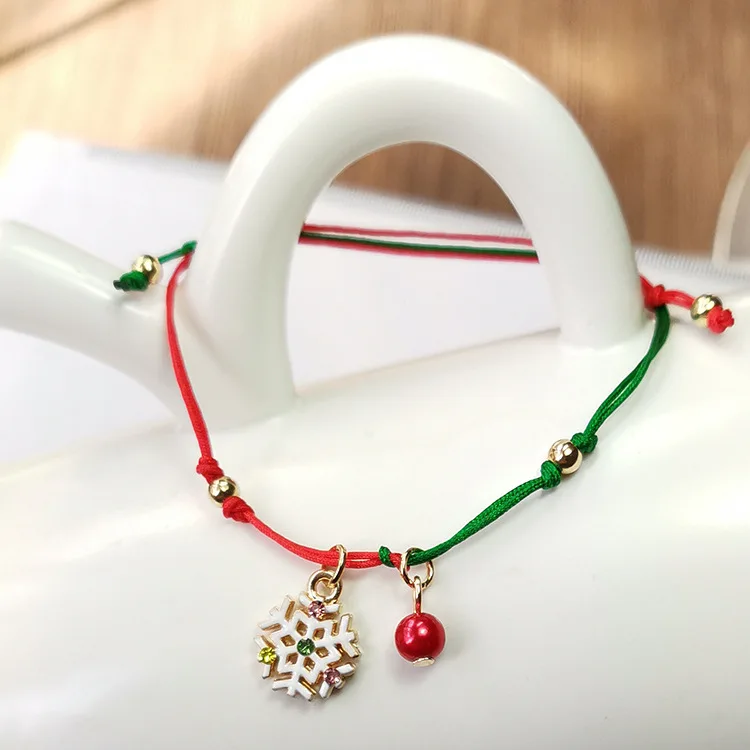 Christmas Bracelet Alloy Christmas Tree Snowman Elk Snowflake Bells Gift Bracelets Custom Santa Handmade Beaded Bracelets