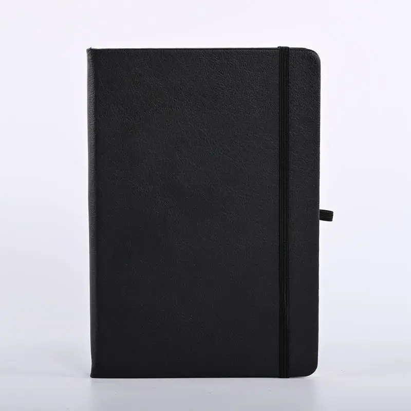 A5 custom size leather cover free LOGO strap horizontal line inner page business notebook diary