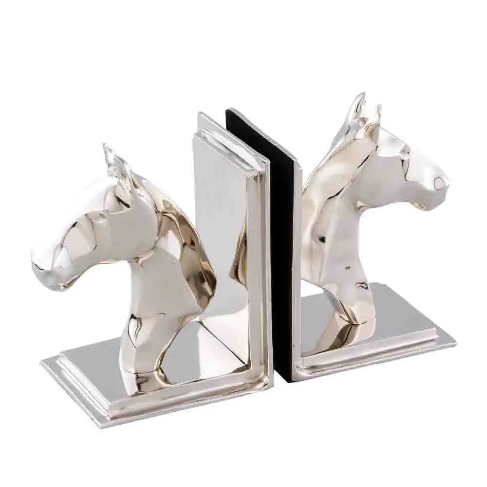 Riding Horse Aluminium Bookends Sets Hot Selling Top Quality Aluminium Horse Book Holder Unique Design Metal Horse Stands