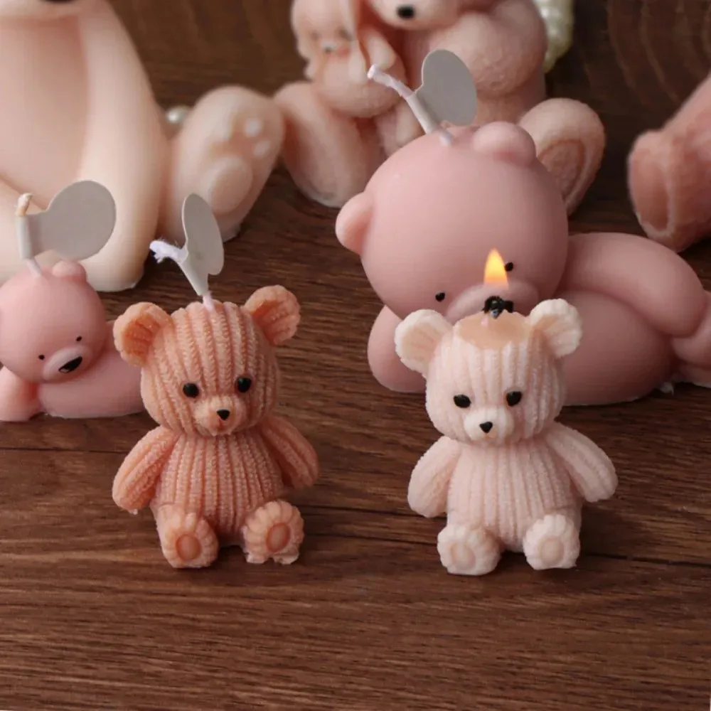 3D Animal Painting Plaster Soap Mold DIY Birthday Gifts Scent Mould for Candles Teddy Bear Resin Candle Mould for Candle Making