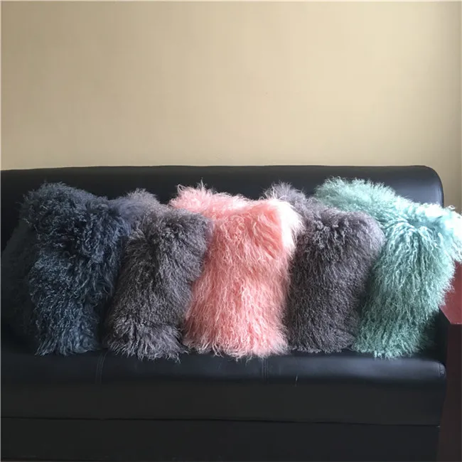 Long Curly Fur Tibetan Sheepskin cushion