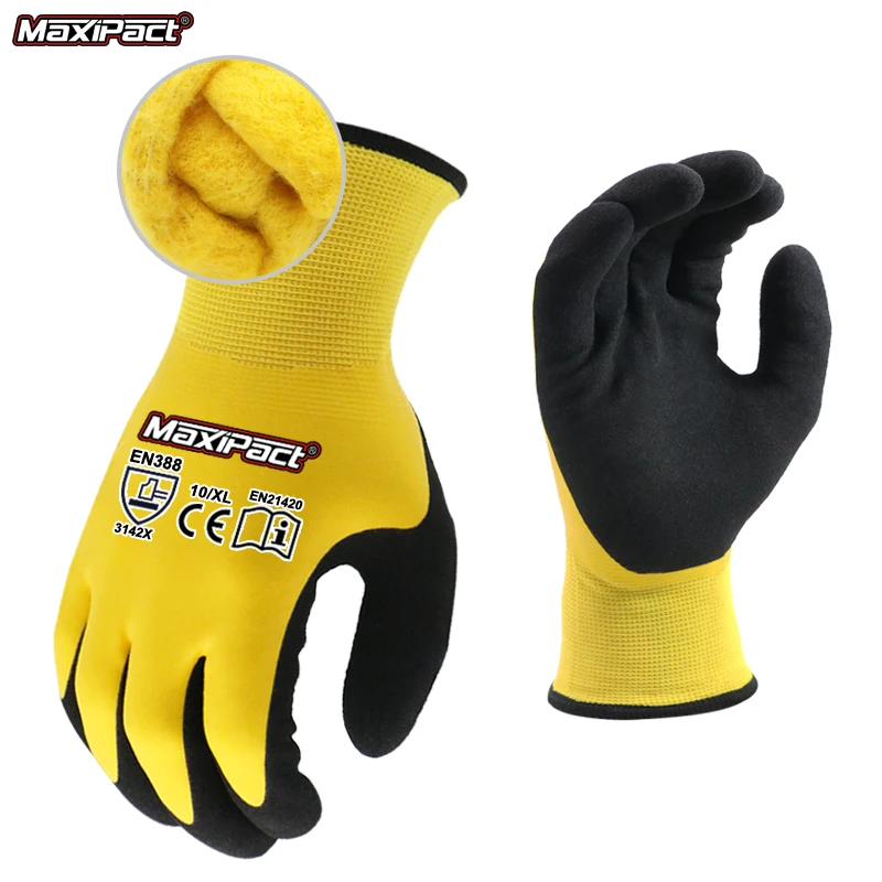 MaxiPact Free Samples PPE Factory CE 3142X Winter Gloves Logo Custom Knit Acrylic Latex Sandy TouchscreenThermal Gloves