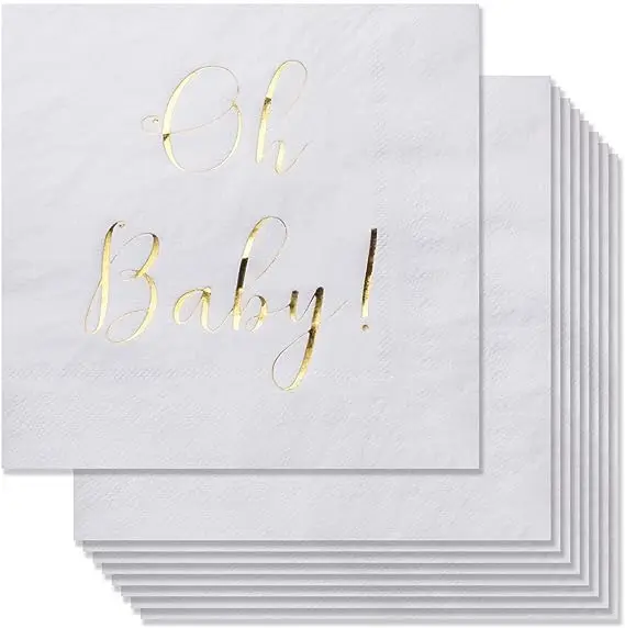 Baby Shower Party 50 Pack White Disposable Paper Luncheon Cocktail Napkins Baby Shower Napkins