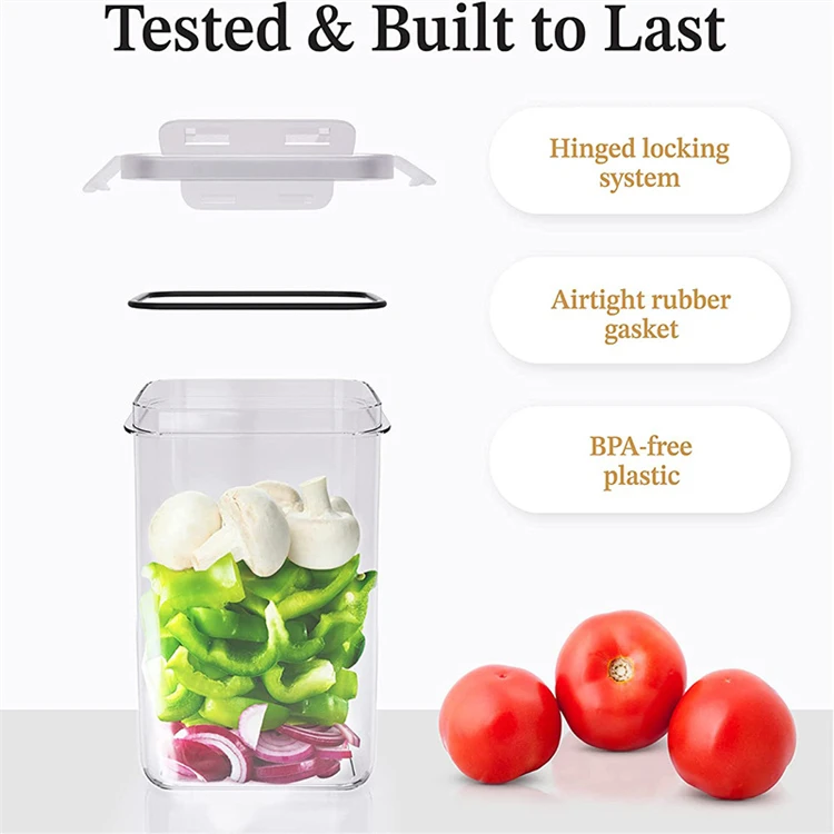 Modern Plastic Pasta and Tea Storage Box Set Transparent with Black Lid Rectangle Kitchen Storage Food Container