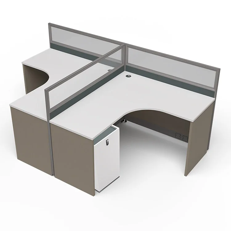 30mm Thick Aluminum Partition L shape Call Center Cubicle Office Workstation