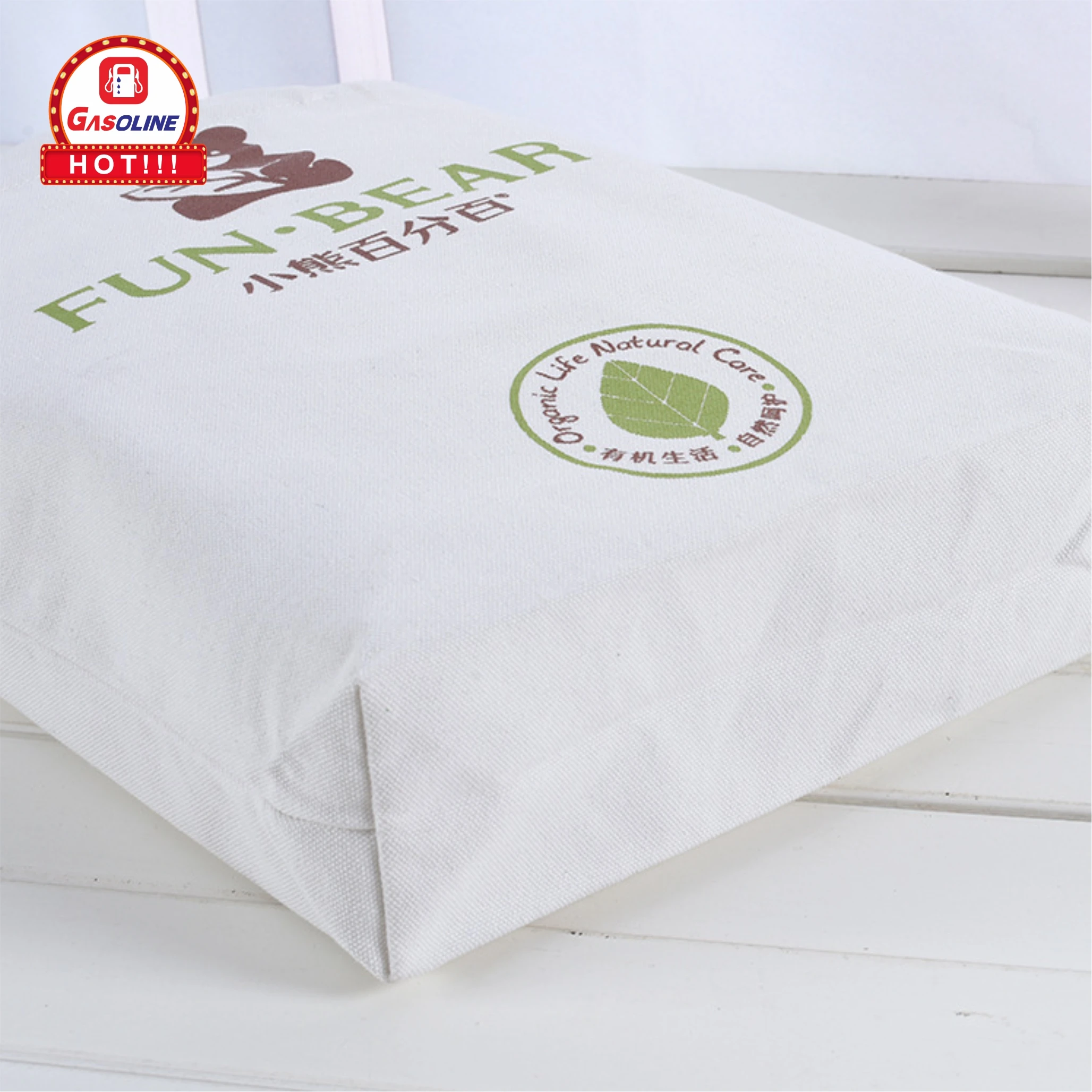 Custom Reusable eco friendly Natural White Beige cotton canvas grocery bags for supermarket