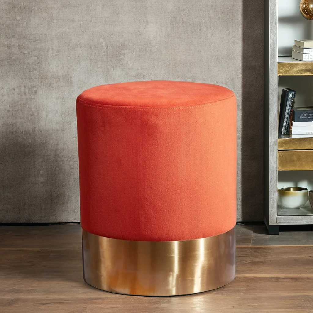 Nordic Velvet Small round Stool Creative Low Living Room and Bedroom Shoe Changing Bench for  Japandi Dining Use