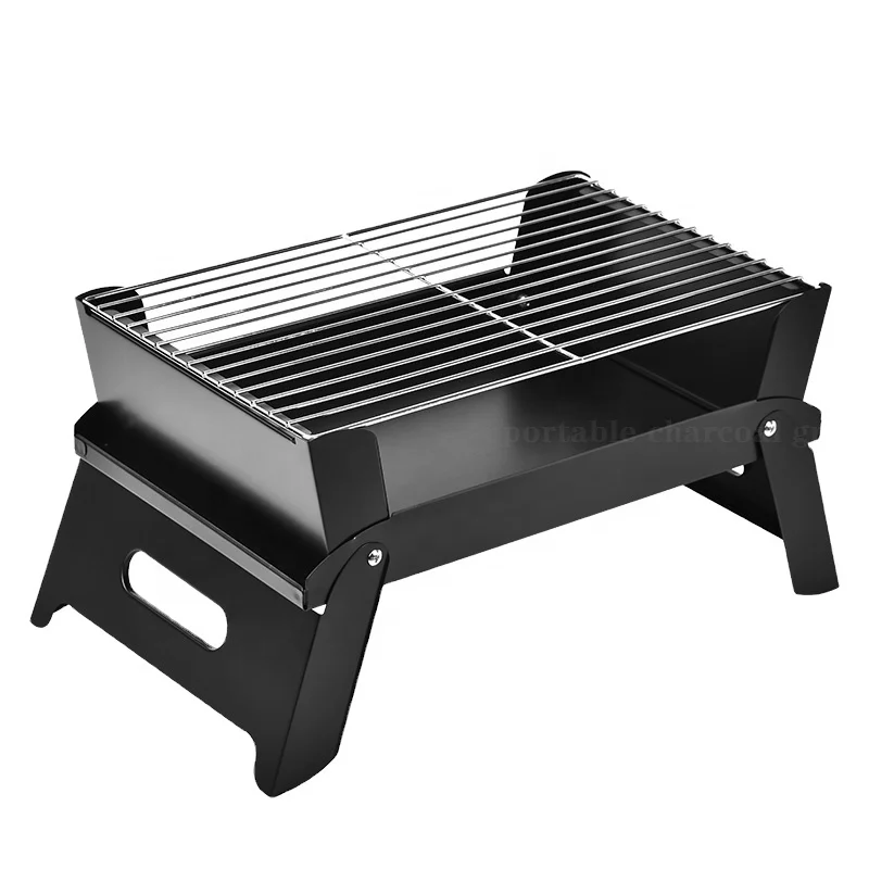 Mini Camping Hibachi Barbecue Grill Built In Grill Stand Modern Style Smoke Charcoal Grill