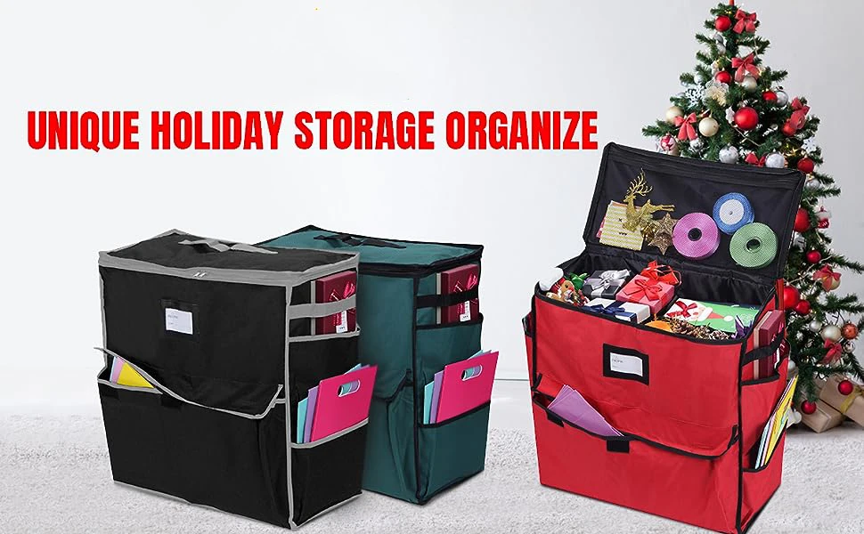 Christmas Storage Organizer Red Christmas Decorative Storage Bags Container Box Custom Storage Bag for Christmas Accessories