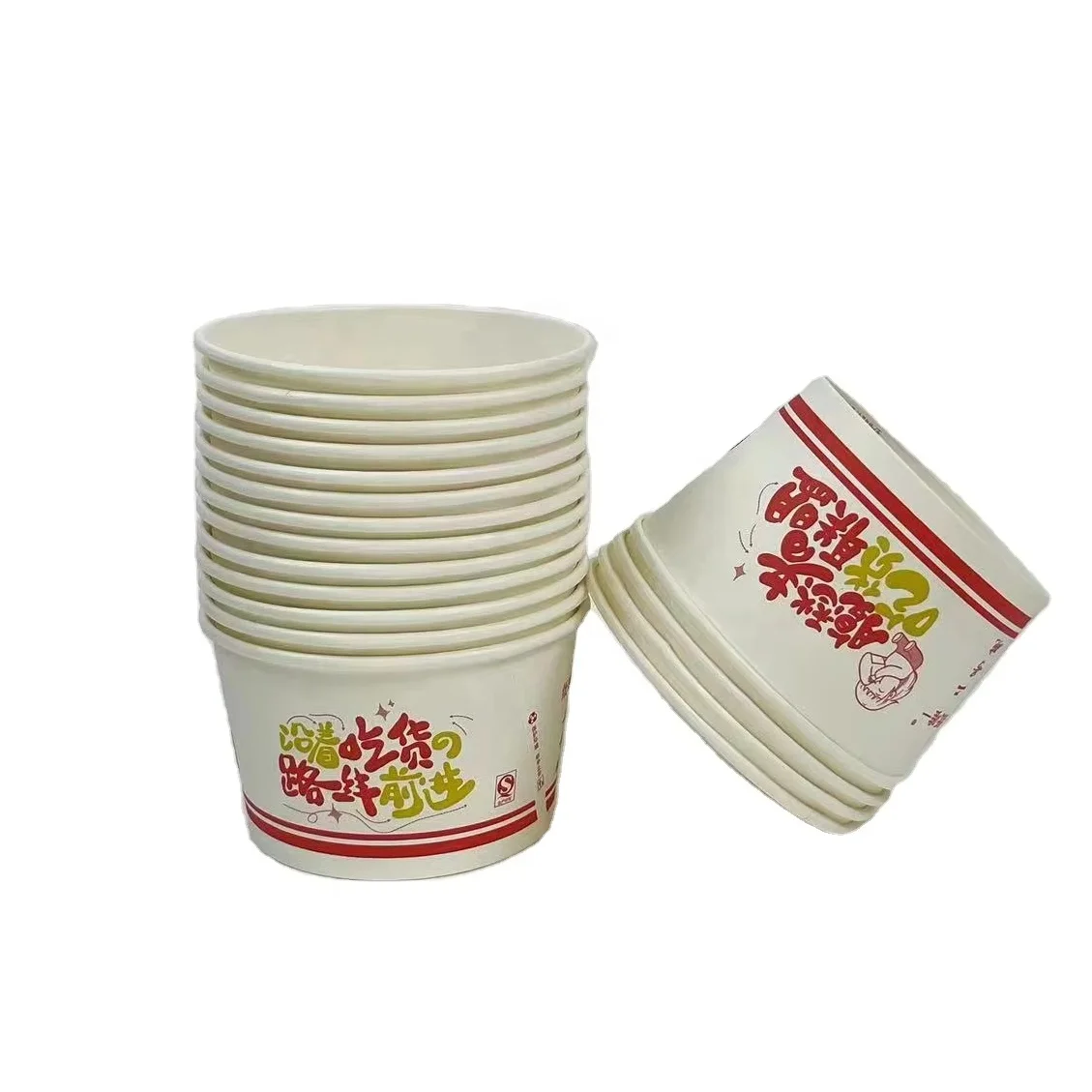 Newly Designed Fast Food Grade Disposable Kraft Paper Soup Noodles Snack Bowl