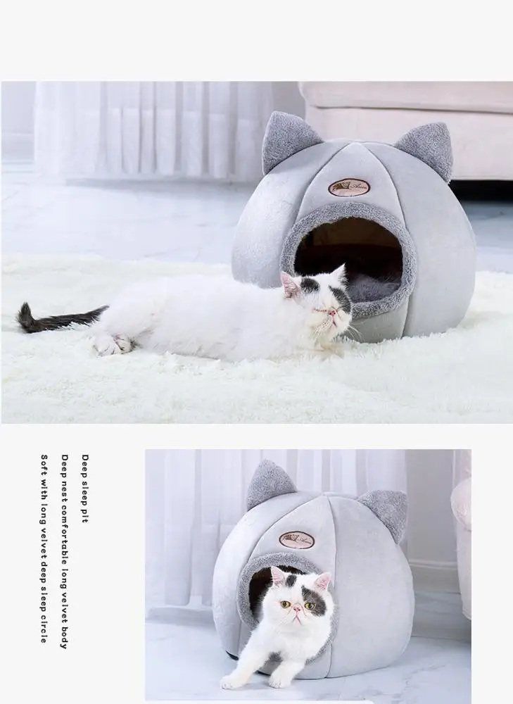 
BRIGHT PLUS Cat House Bed, Winter Warm Nest Soft Foldable Sleeping Mat Pad Cozy Kitten Cave Cute Pet Tent Beds for Cats Puppy 