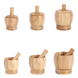 Modern Wooden Multifunction Manual Ginger Spices Pestle Press Grinder Large Small Kitchen Bamboo Mortar And Pestle Set