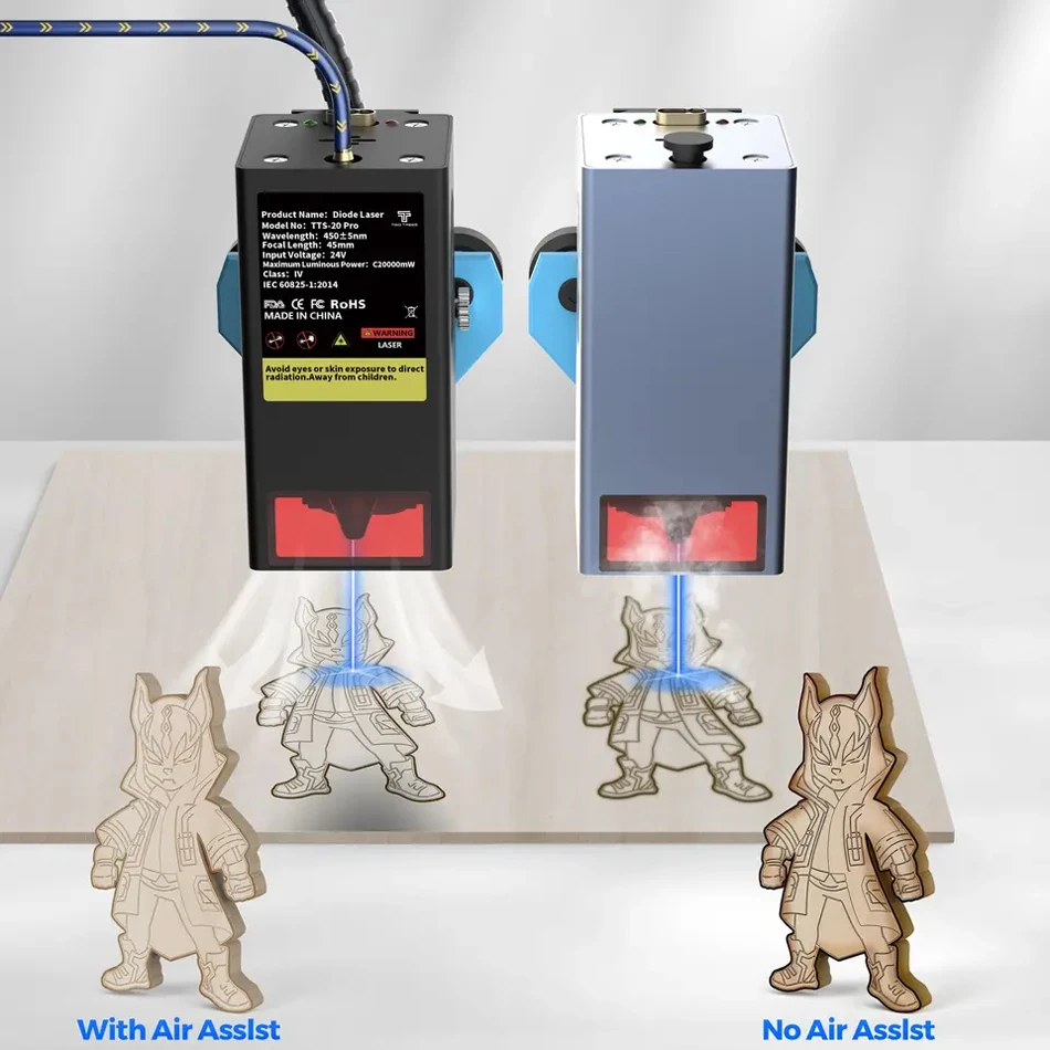 TWOTREES TTS 20W Desktop Commercial 500mm/s Speed 0.01mm Engraving Erecision Air Assist carbon dioxide laser engraving machine