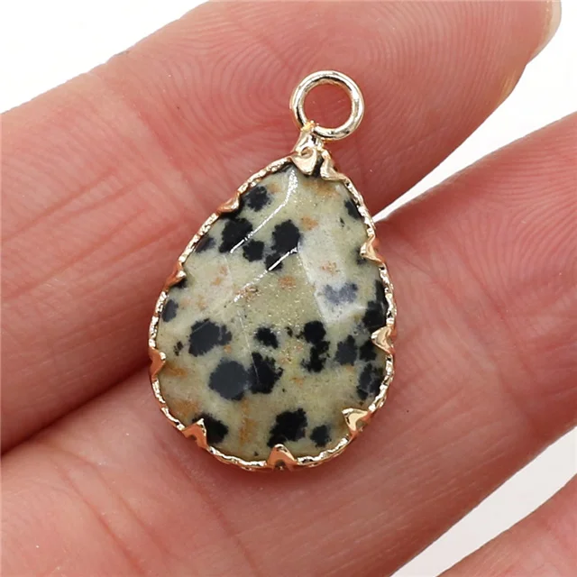 Wholesale Water Drop Natural Stone Pink Crystal Opal Charms for Jewelry Making DIY Necklace Pendant