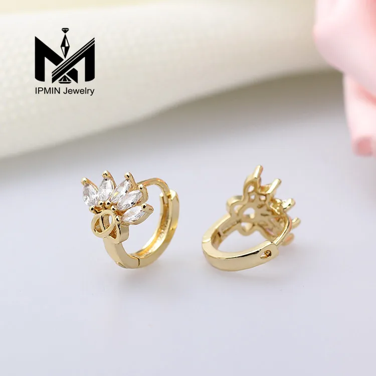 Wholesale Cheap Jewelry Multicolored Zircon Laminated Gold Woman Earrings