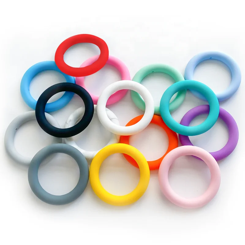 Wholesale Silicone Colored Teething Beads For Jewelry DIY Baby Beads 65mm Silicone Teething Ring For Diy Jewelry accessories