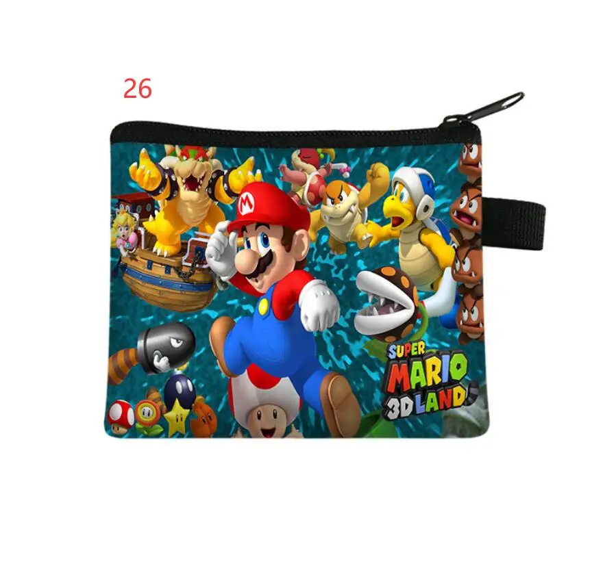 XUX 13.5CMx11CM Kids Coins Wallet Super Sonic And Mario Print  Storage Bag Boy Portable Zipper Bag  Wholesale