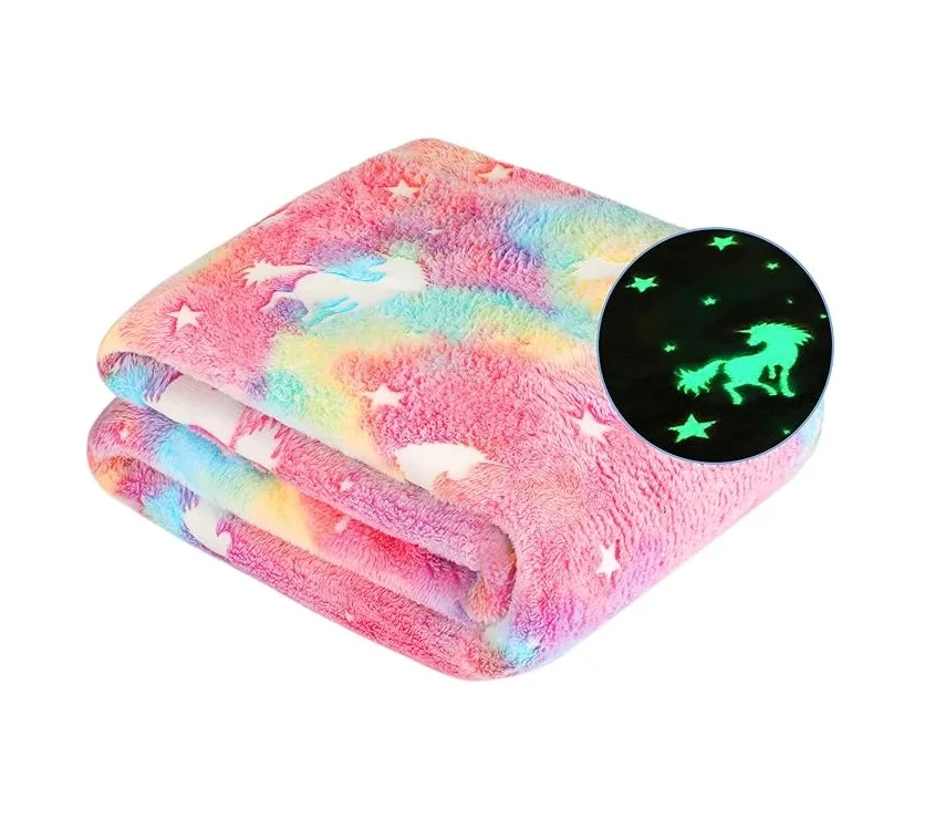 High Quality Glow In The Dark Hoodie Blanket Flannel Fleece Luminous Magic Dinosaur Super Soft Warm Kids Throw Blanket