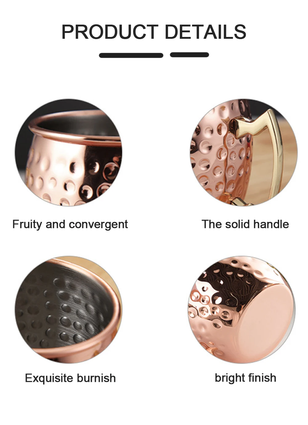 Walcold Hot Sell Stainless Steel 16oz Moscow 100% Solid Plated Drinking Hammered Cup Coffee Beer Mule Copper Mug