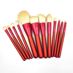 HZM Red Professional Makeup Brushes Set 7 PCS Private Label Custom Logo Luxury Glitter Makeup Brush Kit Travel Size