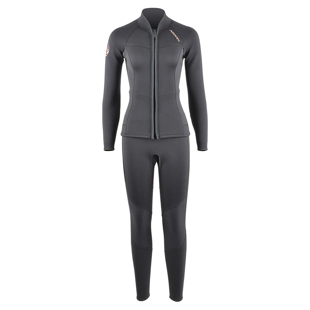 Direct Supply Women Front Zip Long Sleeve Hoodless 3Mm Neoprene Free Diving Wetsuits