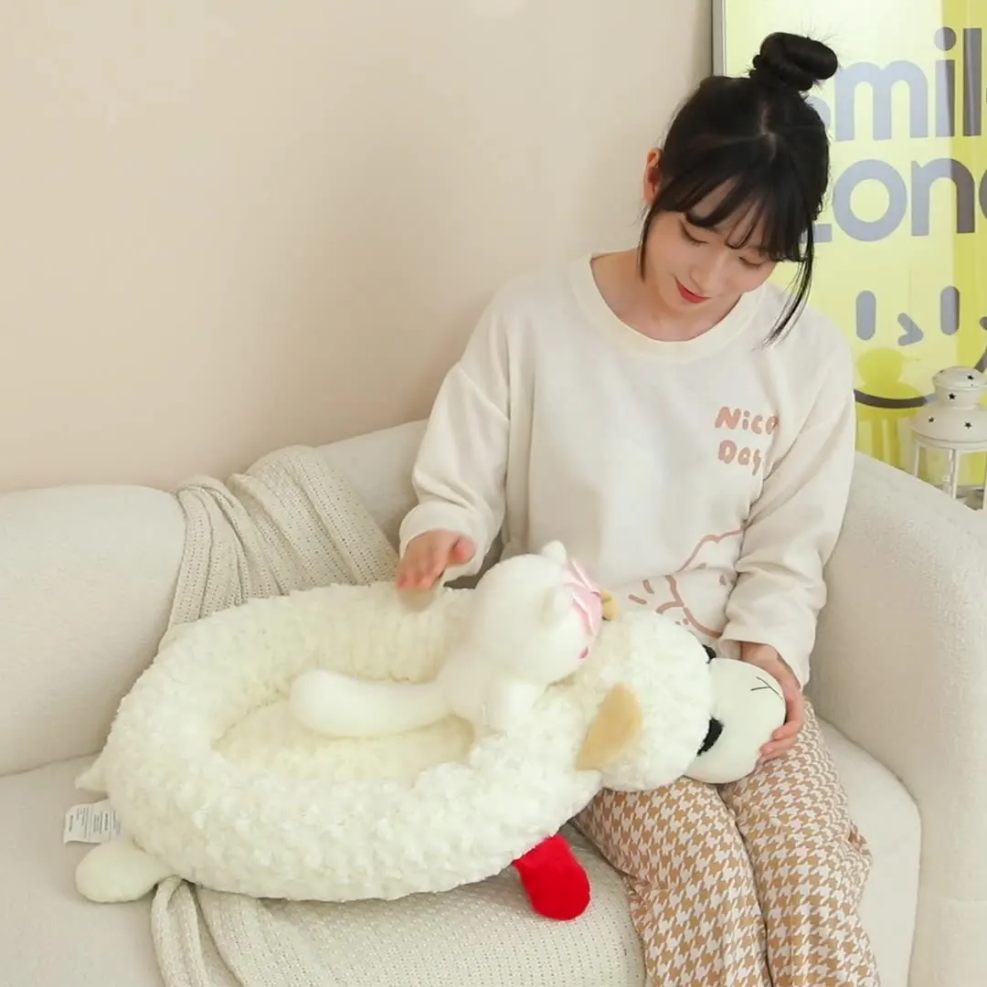 Simulation Cat Model Plush Sleeping Dog Stuffed Home Decoration Breathing Toy Breathing Cats for Kids Gifts