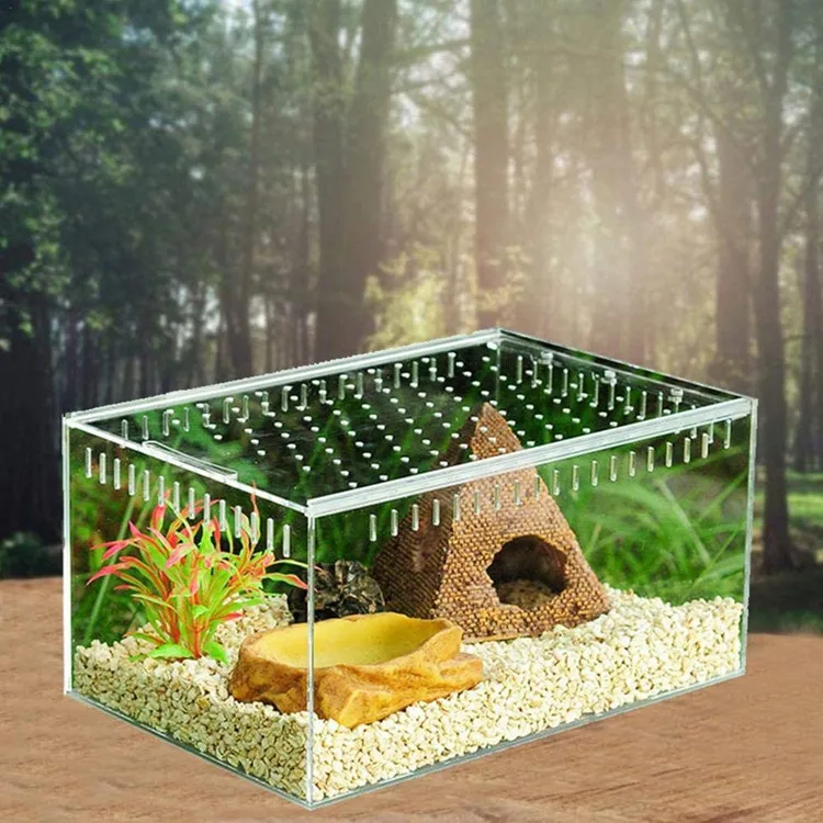 Factory Custom Plexiglass Enclosure Pet Feeding Box Acrylic Terrarium Reptile Cage