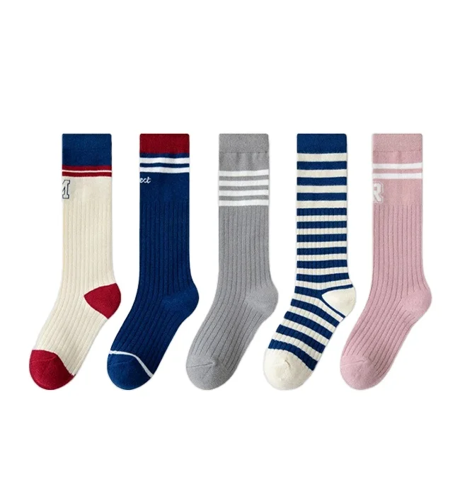 Детские носки в полоску из чесаного хлопка