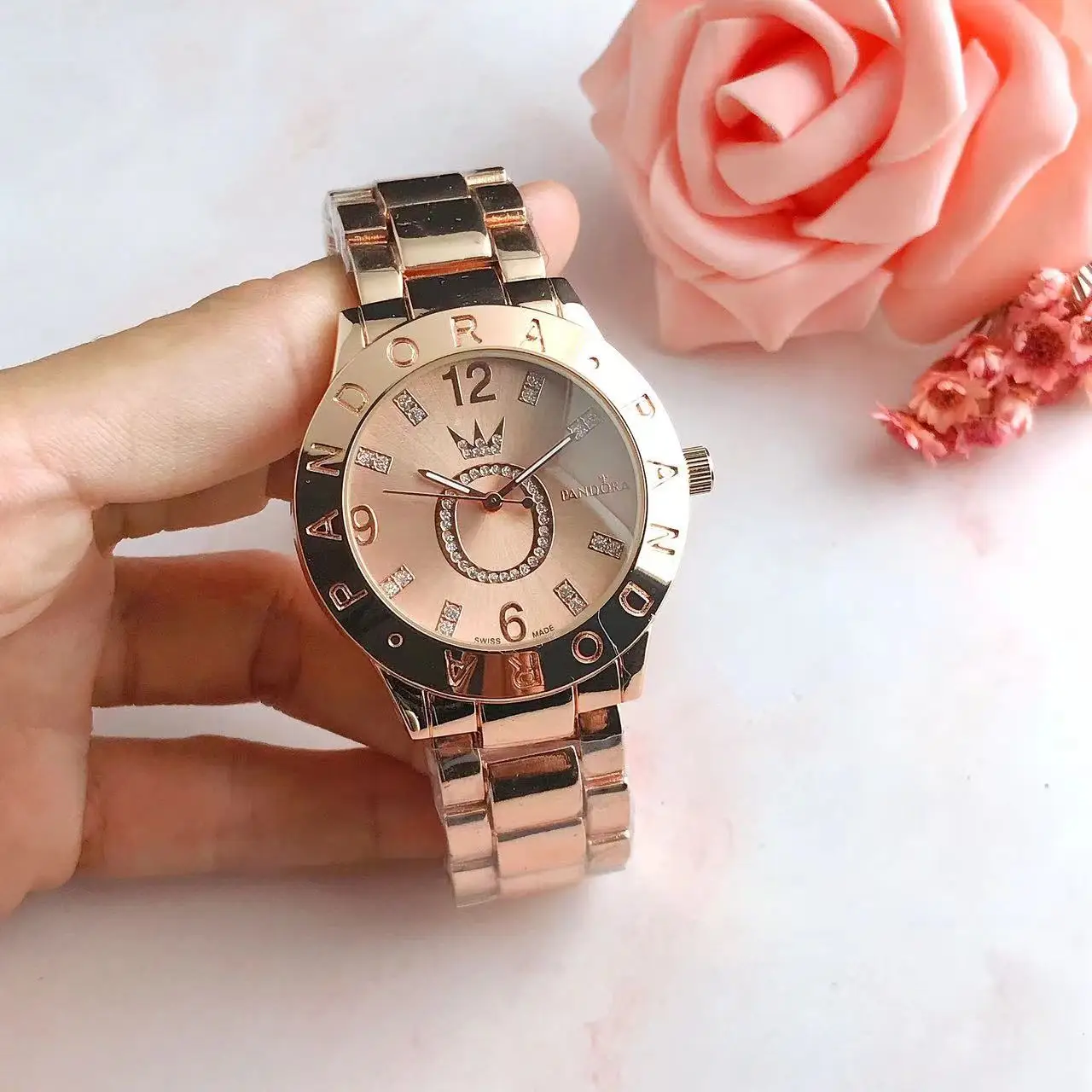 Hot Sale Luxury Famous Brand Stainless Steel Band Pandor Latest Ladies Quartz Wrist Watches Women 2024