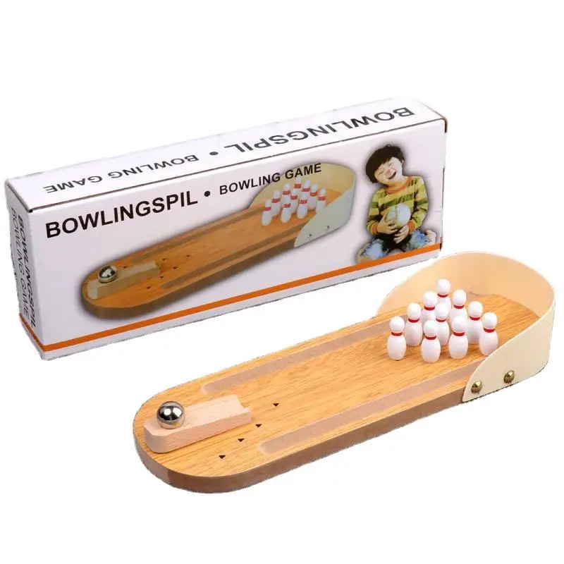 KS Custom Desktop Bowling Children Mini Wooden Table Simulation Games Toy