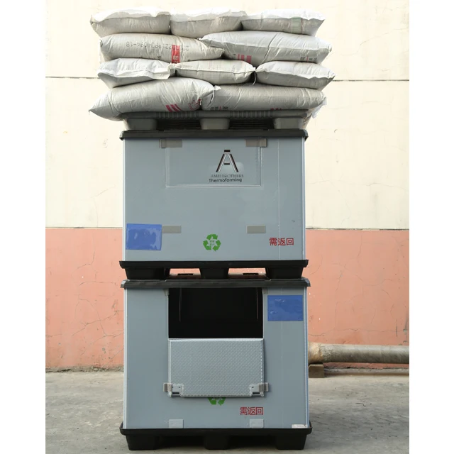 
Heavy Duty HDPE Mesh Collapsible Folding Stackable Plastic Pallet Box in Guangdong 