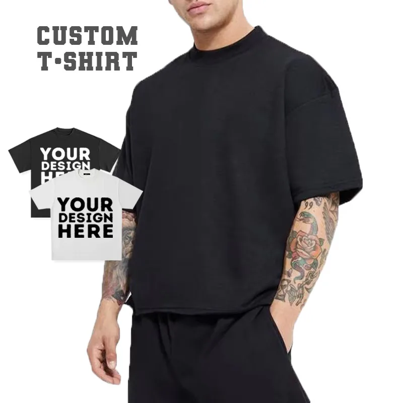 Boxy hip hop 250 gsm drop shoulder graphic heavyweight tshirts luxury blank heavy cotton custom streetwear oversized t shirt
