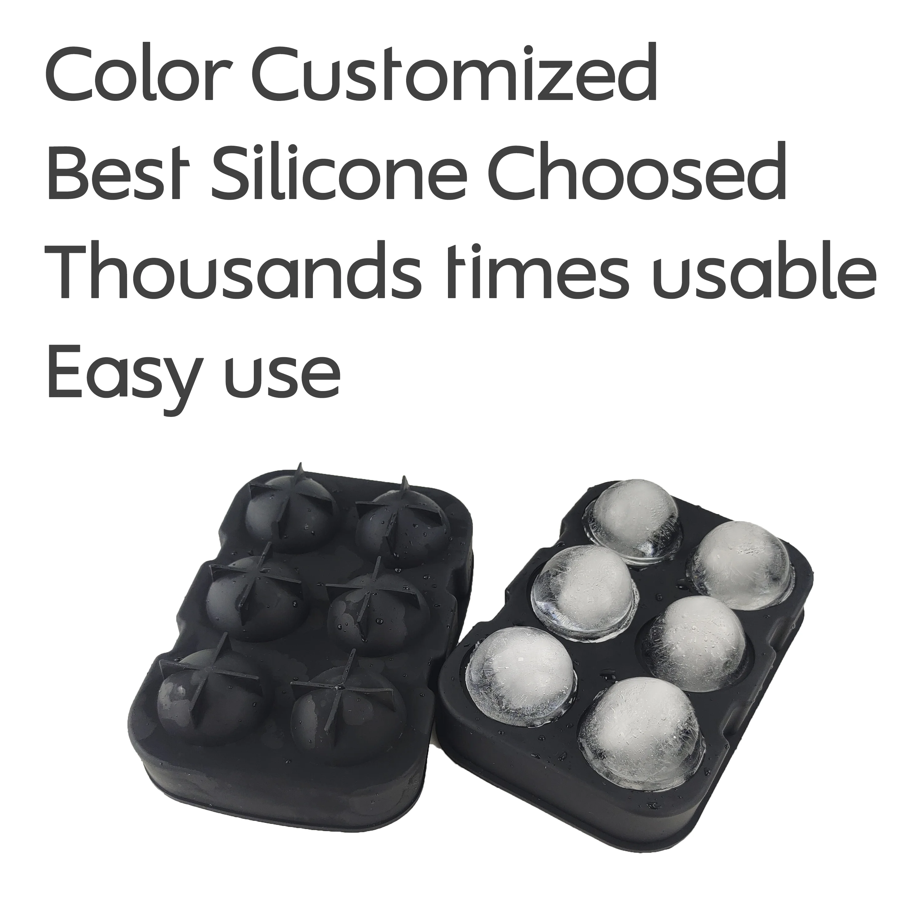 Лидер продаж, поднос для льда из пищевого силикона, для приготовления виски, круглые большие кубики льда, форма с 6 отсеками