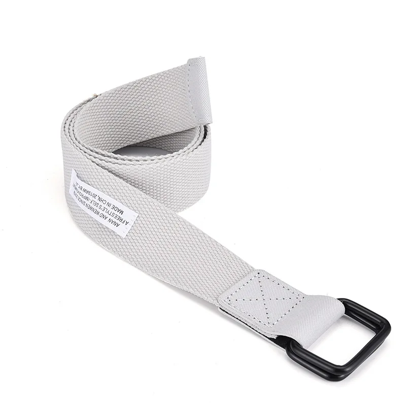 New canvas belt, black fusion double buckle belt for students, young men and women outdoor casual belt