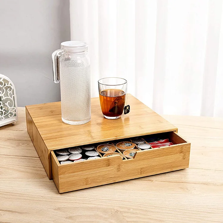 eco friendly bamboo material k cup holder storage drawer kcup k cup espresso coffee pod holder