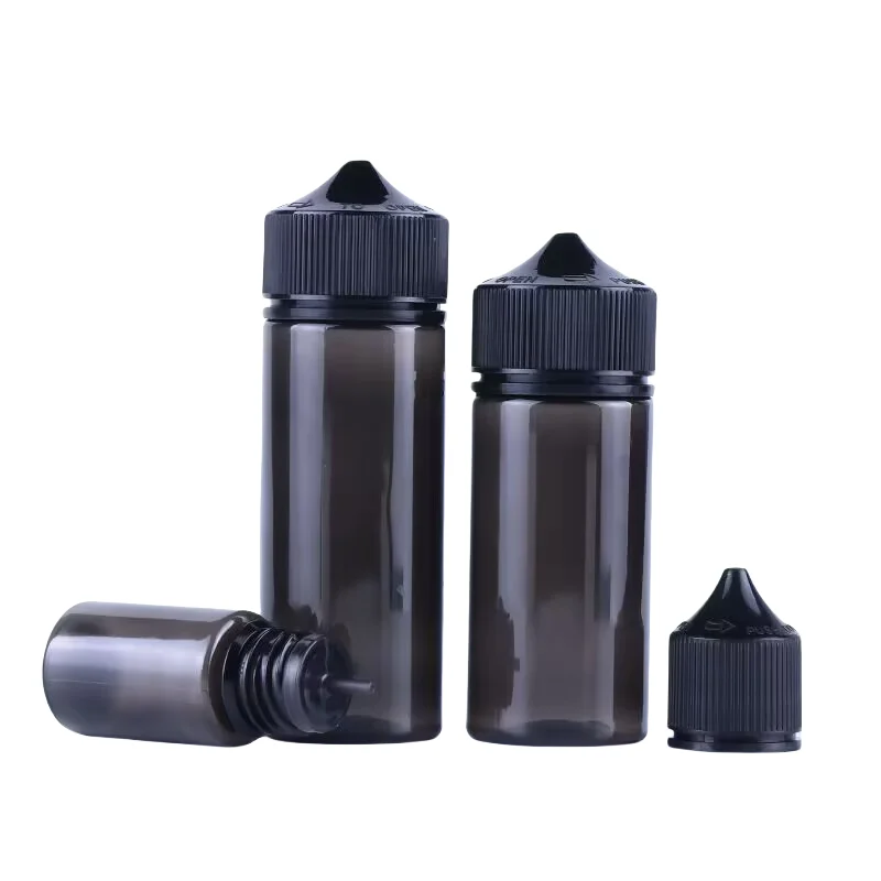 Empty bottle 20ml 30ml 60ml Plastic PET Essential Liquid Oil Juice V3 Transparent Black Squeeze Dropper salt Liquid Bottles