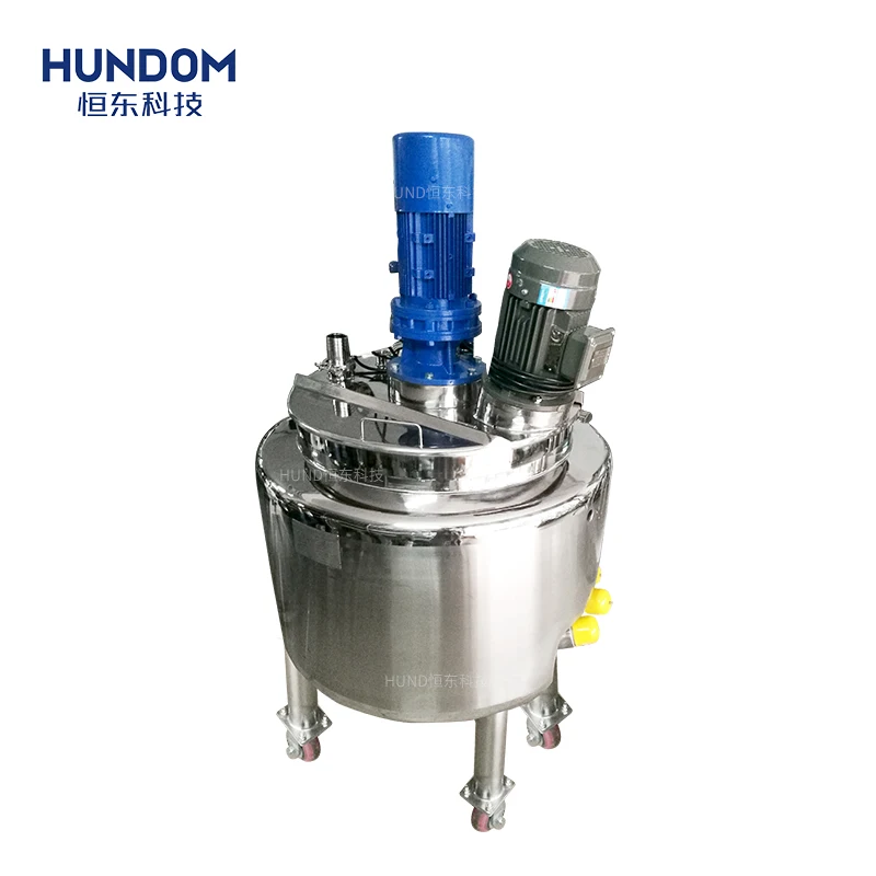 200L stainless steel jacket heat chemical mix machine with agitator face cream mixing tank