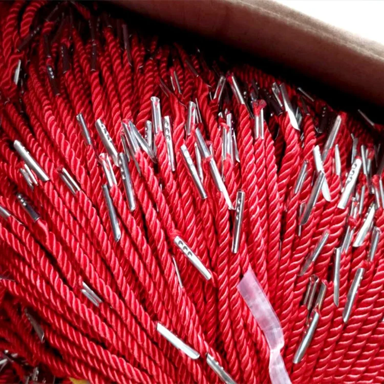 Manufacturer customized iron buckle 3-strands rope 8mm gold  twisted rope with metal buckle