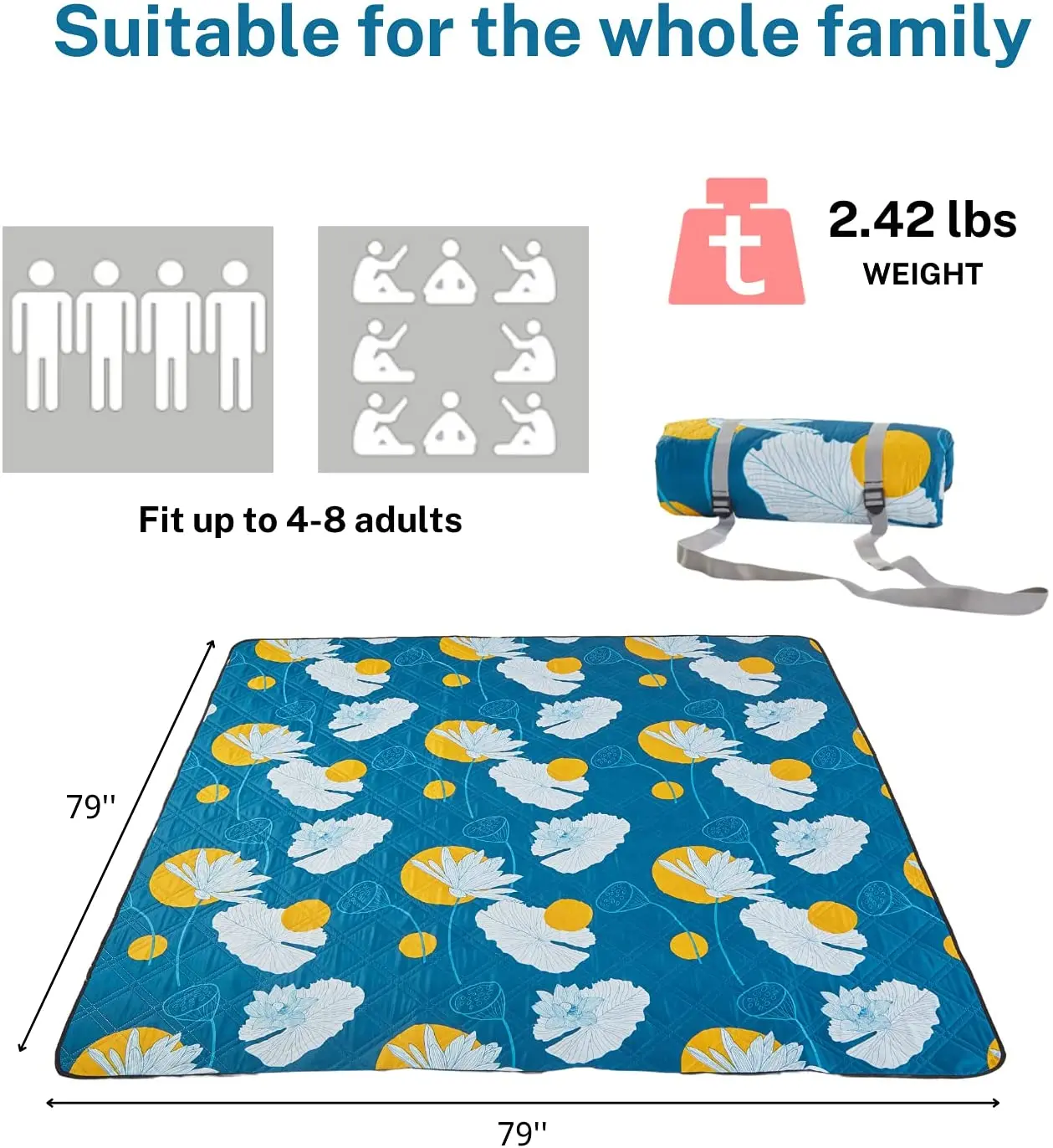 Extra Large Picnic Blankets Waterproof Foldable 3 Layers Portable Machine Washable Beach Blanket