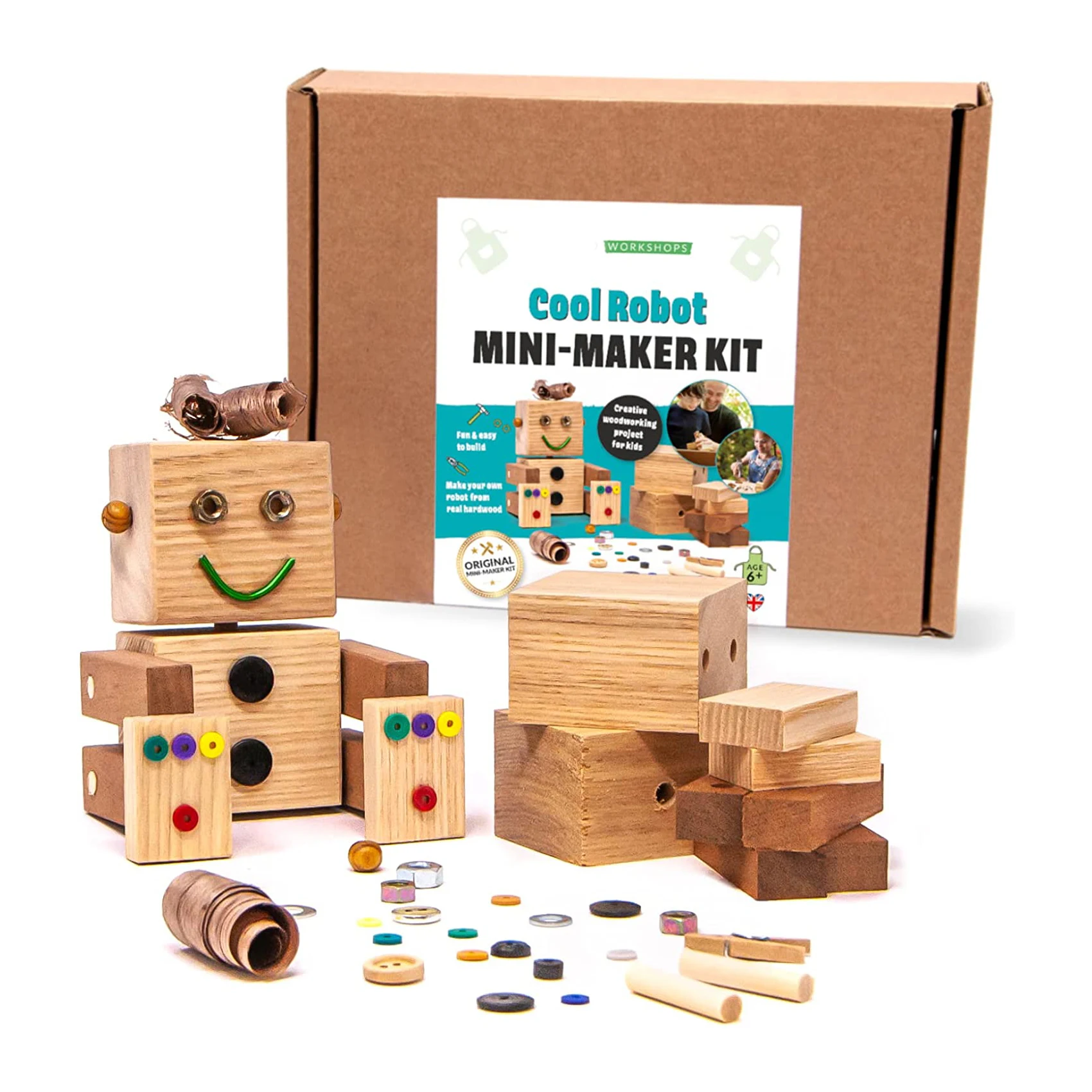 Eco Friendly Woodworking Kits Build Your Own Wooden Build a crazy Cool Robot Mini-Maker Kits great STEM activity mini-makers