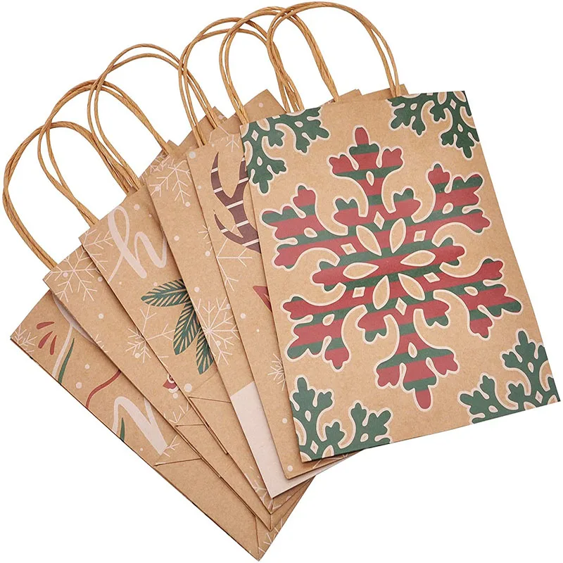 
Custom Design 6 Different Types Christmas Gift Kraft Paper Bag Folding Bags 