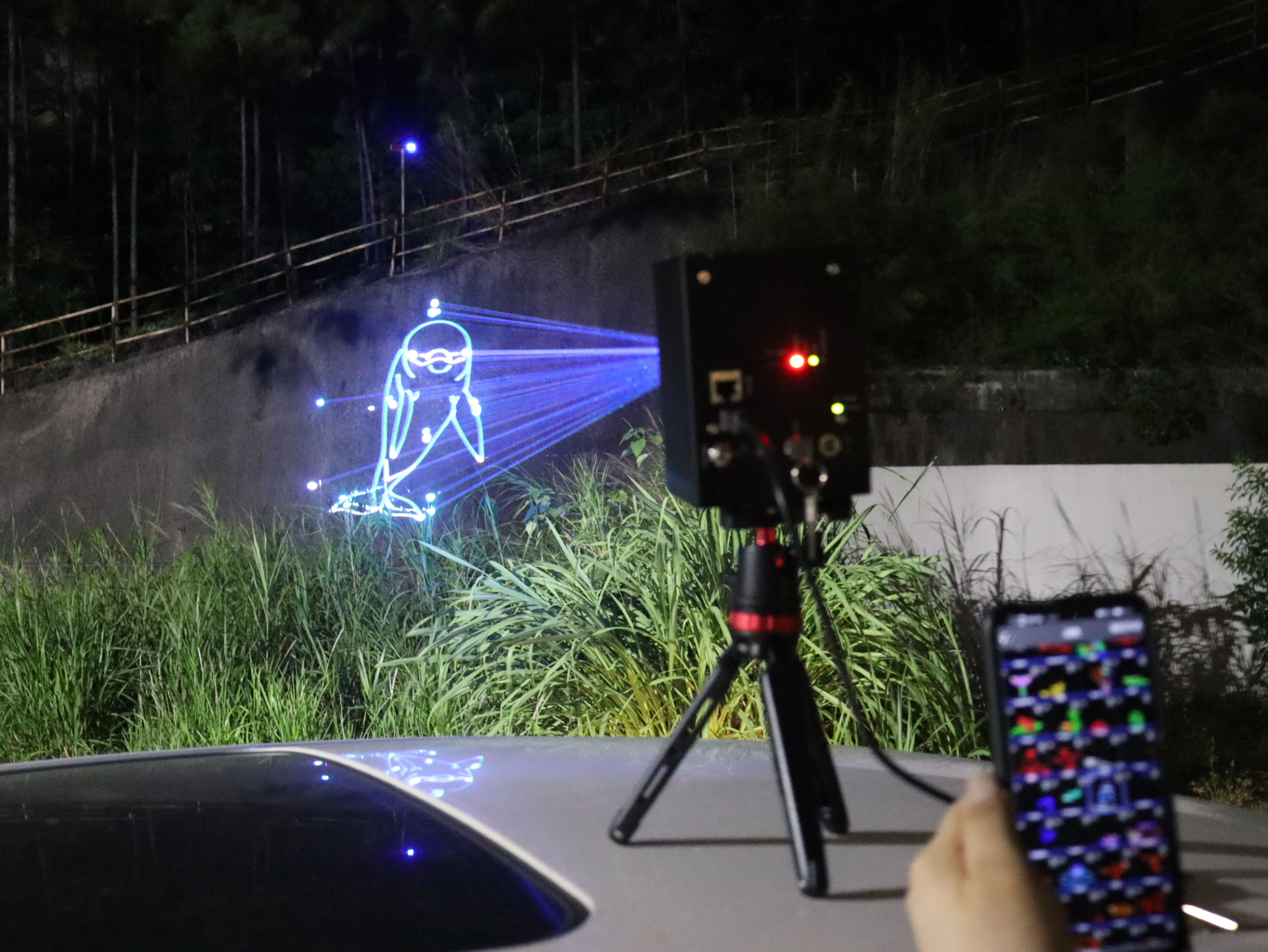 3W mobile phone App controls laser light stage light interactive stage light party family activities convenient and fun