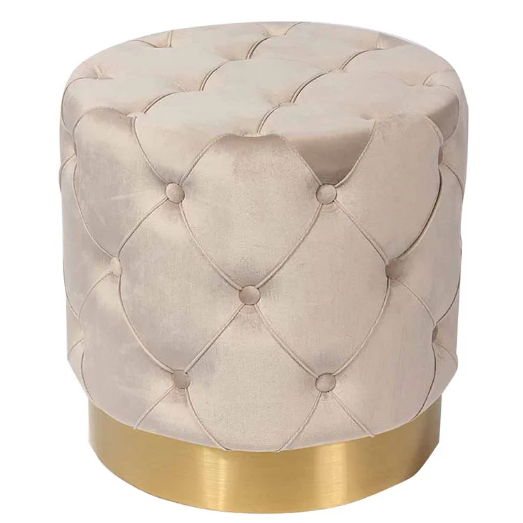 Wholesale Footstool Nordic Small Mini Shoe Change Stool Leather living room creative Delicate Round low Stool Ottoman
