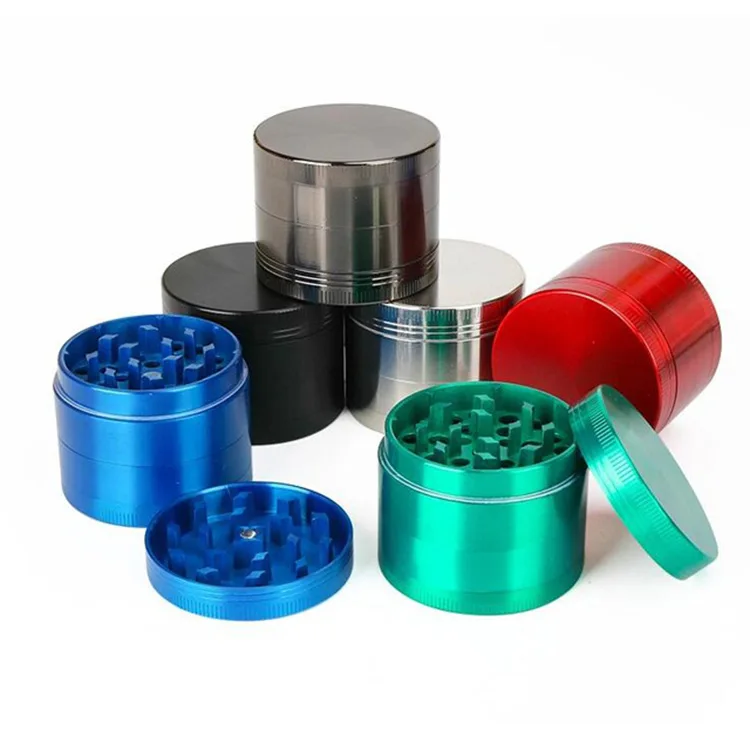 Smoke grinder Flat zinc alloy smoke grinder 40/50/55/63mm metal four-layer smoke grinder