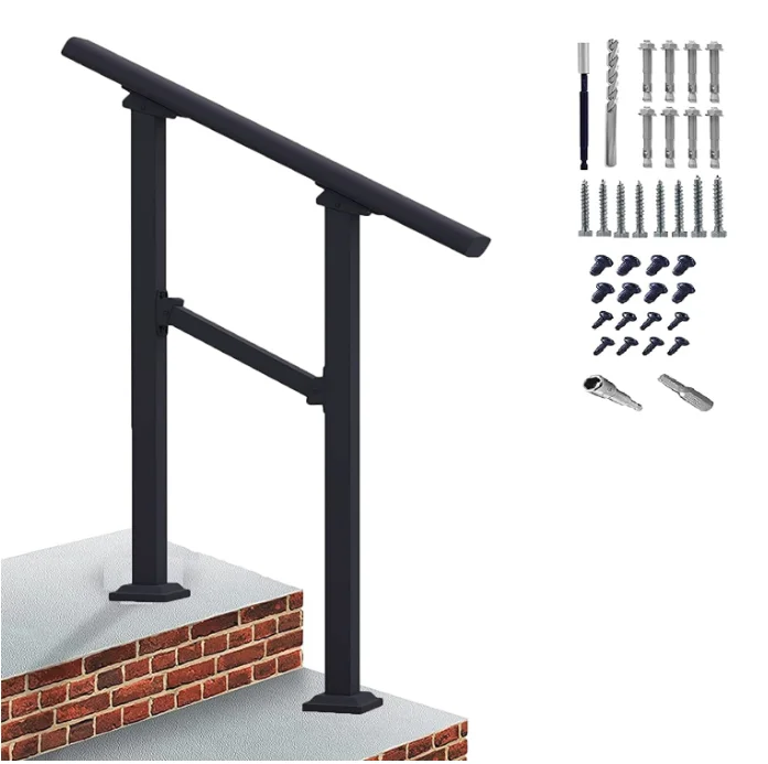 Iron Flexible Handrail Fit 2 Steps Stair Railing Wrought Front Porch Hand Rail Transitional Handrail for Outdoor