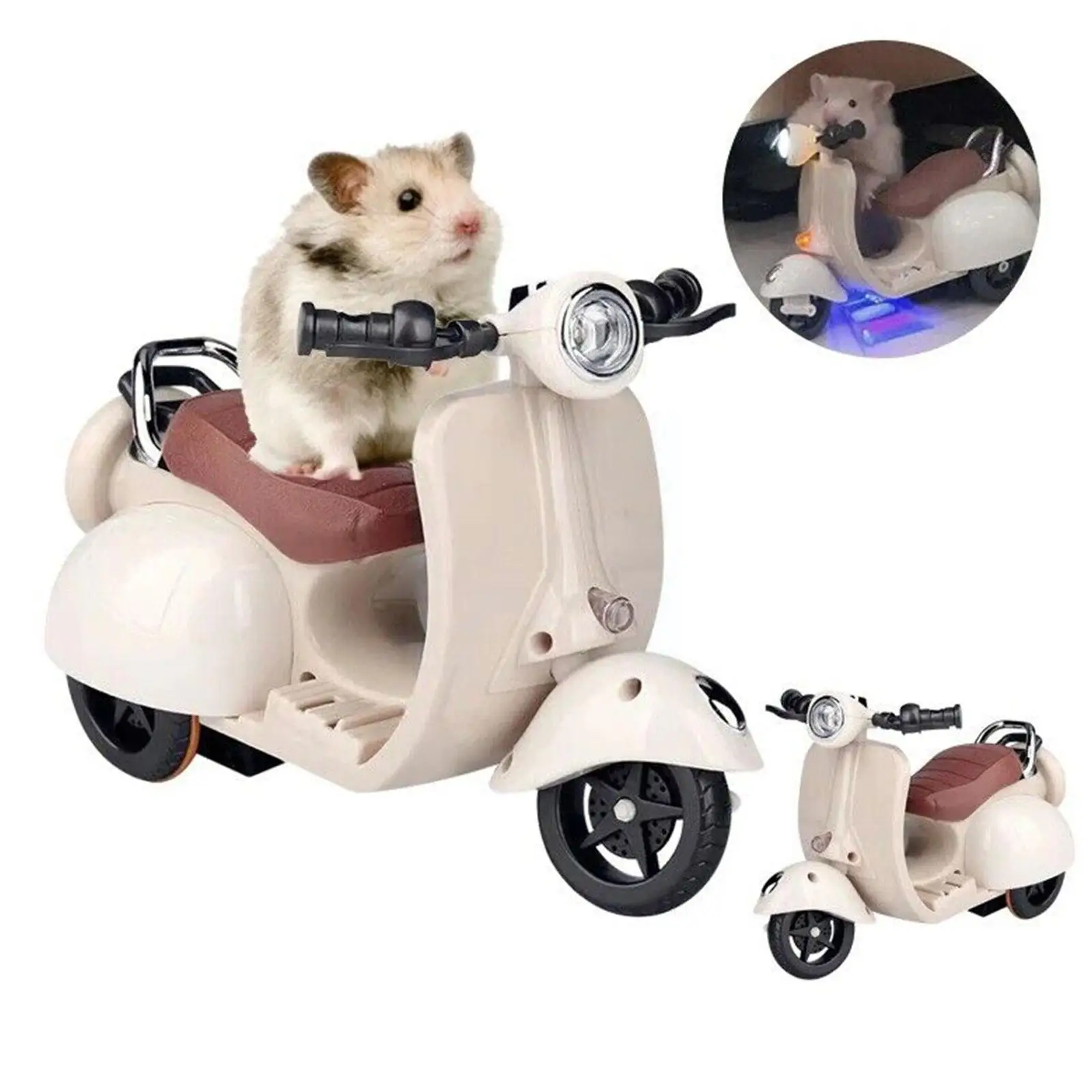 Hamster Stunt Motorcycle Hamster Toys 360 Degree Toy Electric Pet Scooter Light Music Rotating Gifts Supplies