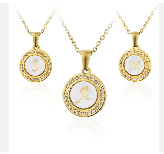 Новинка 26 букв с заглавными буквами 18 карат позолоченный циркон кулон из нержавеющей стали ювелирные изделия ожерелье 2024